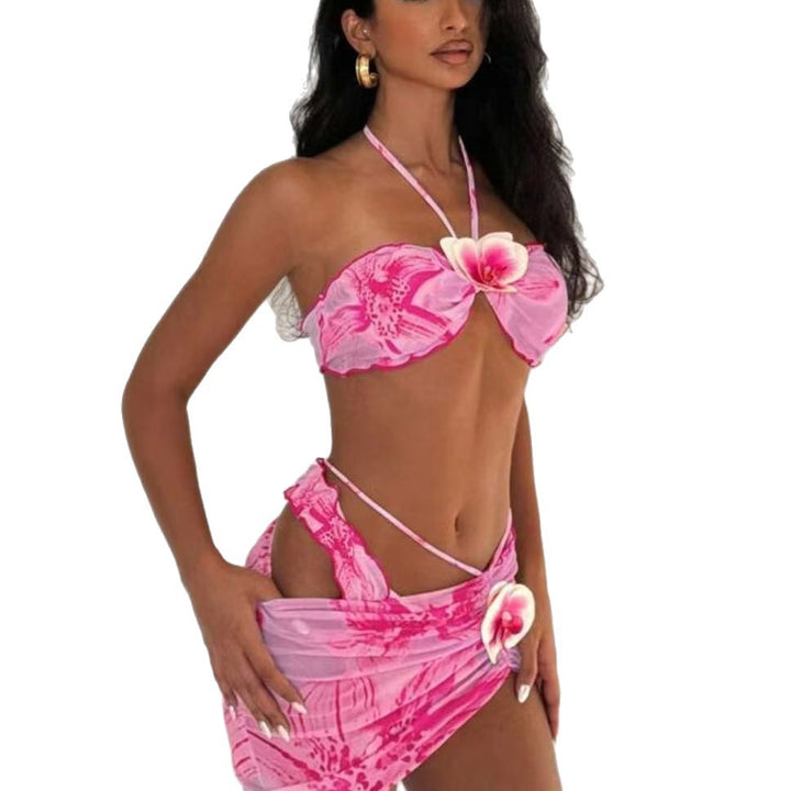 Damen Bikini-Set mit floralem Wickelrock und verstellbarem Oberteil Echo Archiv