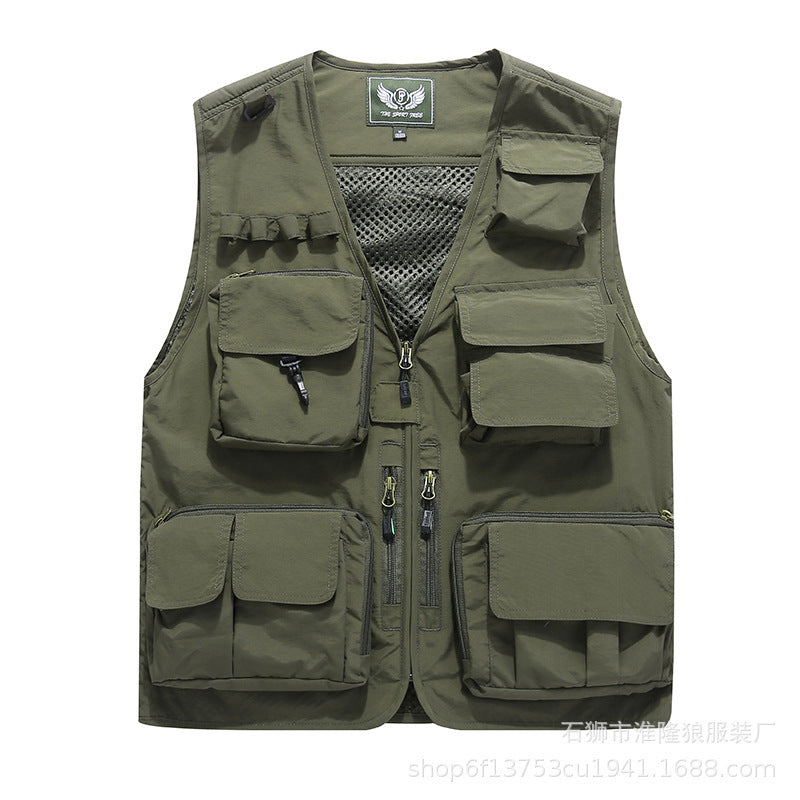 Herren Multifunktionale Utility-Weste mit Mehrfach-Taschen, Mesh‑Futter und Reißverschlussfront Echoarchiv