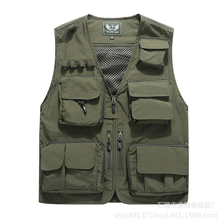 Herren Multifunktionale Utility-Weste mit Mehrfach-Taschen, Mesh‑Futter und Reißverschlussfront Echoarchiv