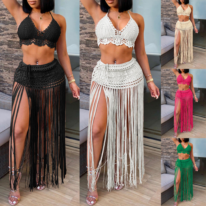 Damen gehäkeltes Strand-Outfit mit fransigen Details Echo Archiv