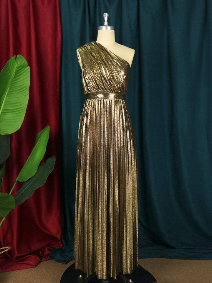 Damen plissiertes Abendkleid mit schimmerndem Oberteil Echo Archiv