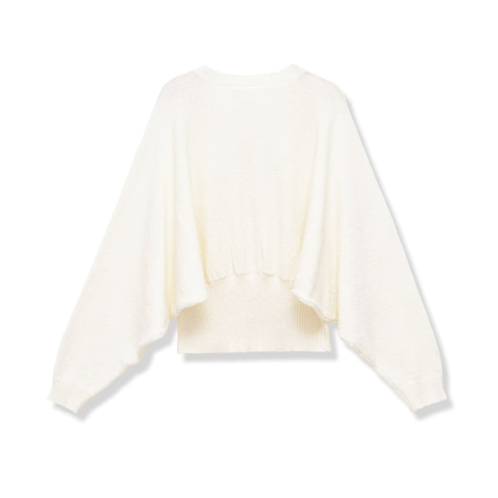 Damen weit geschnittener Cropped-Pullover mit Fledermausärmeln und breitem Rippbündchen Echo Archiv