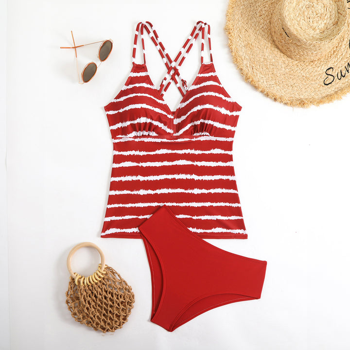 Damen Tankini mit trendiger gestreifter Oberteil-Design Echo Archiv