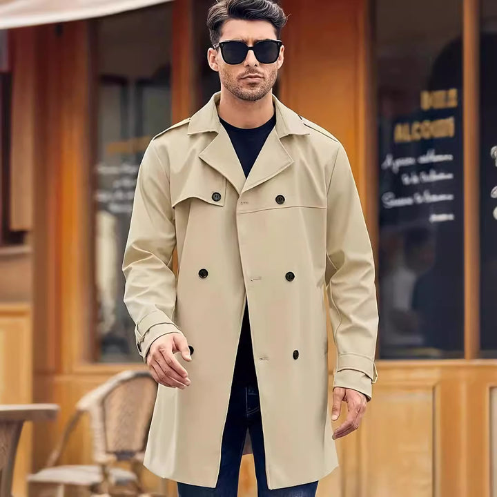 Herren eleganter Trenchcoat mit praktischen Taschen Echoarchiv
