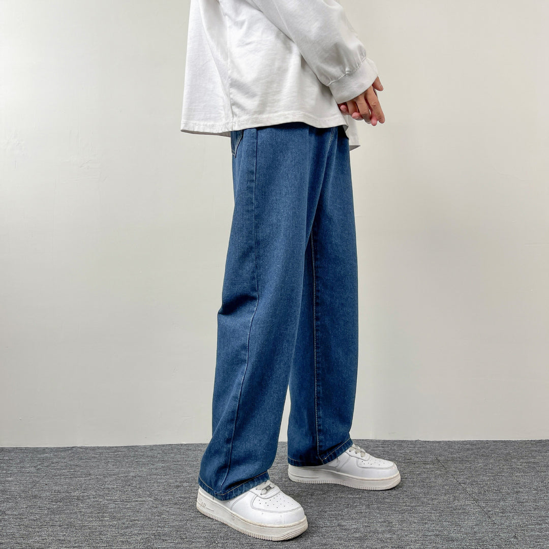 Herren Superweit geschnittene Straight‑Baggy‑Jeans aus schwerem schwarzem Denim mit elastischem Saum Echo Archiv