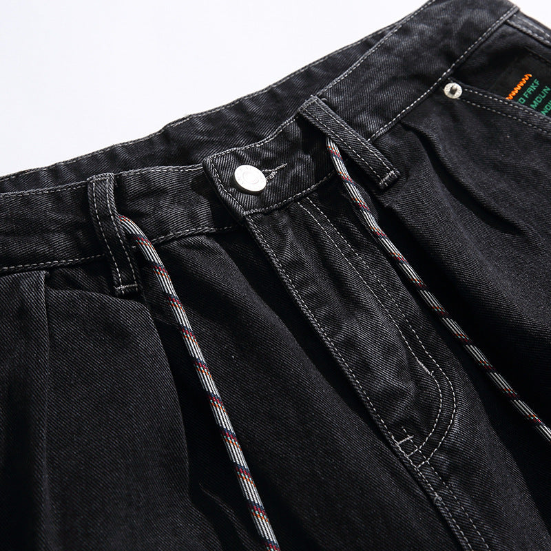 Unisex Weite Baggy-Jeans mit Tunnelzugbund, Faltenvordern und Utility-Taschen Echo Archiv