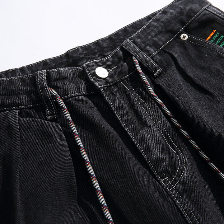 Unisex Weite Baggy-Jeans mit Tunnelzugbund, Faltenvordern und Utility-Taschen Echo Archiv