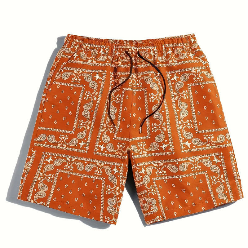 Herren Badeshorts aus atmungsaktivem Material mit modernem Paisleymuster Echoarchiv