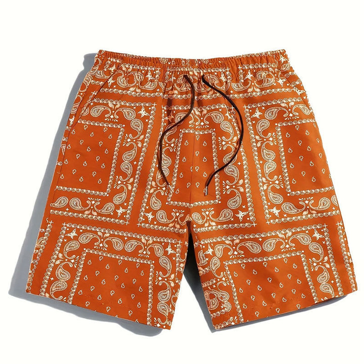 Herren Badeshorts aus atmungsaktivem Material mit modernem Paisleymuster Echoarchiv