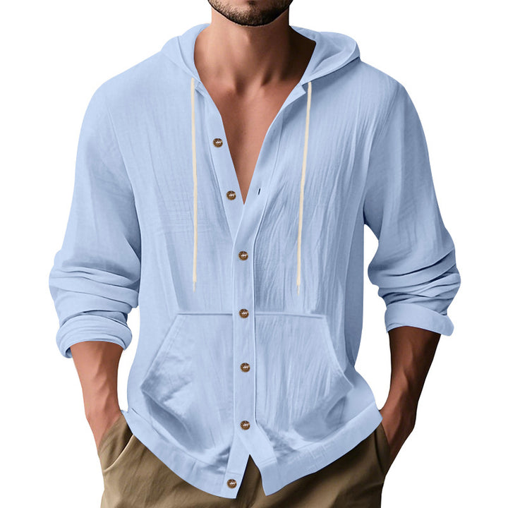 Herren lässiges Kapuzenshirt mit praktischen Knopfleisten und hochwertigen Materialien Echoarchiv