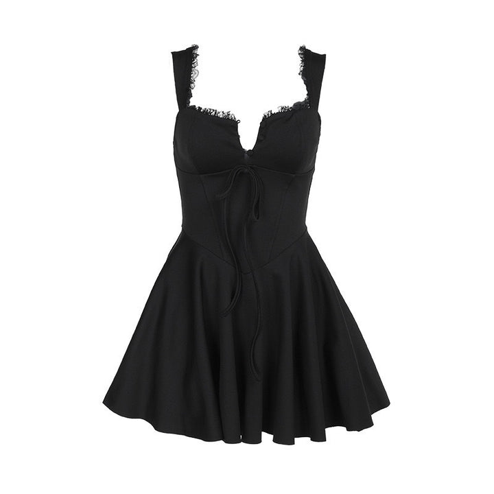 Damen verspieltes Mini-Kleid mit Rüschen und Schleifendetails Echo Archiv