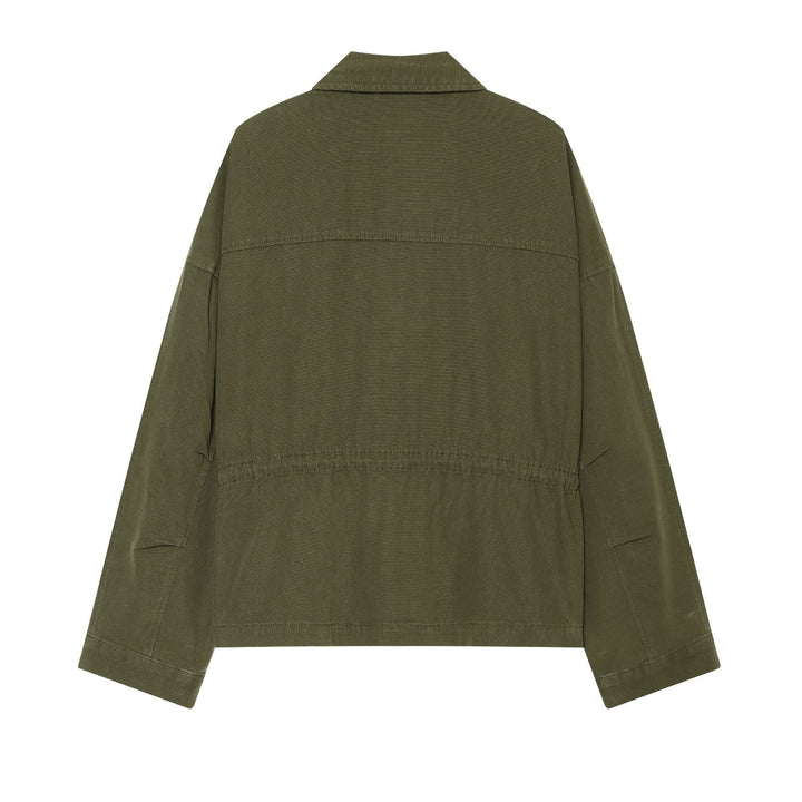 Damen Taillierte Cropped Utility‑Jacke mit durchgehendem Reißverschluss und Pattentaschen Echo Archiv