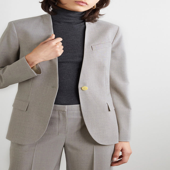 Damen Maßgeschneiderter Hosenanzug mit weitem Bein und einreihigem Blazer Echoarchiv