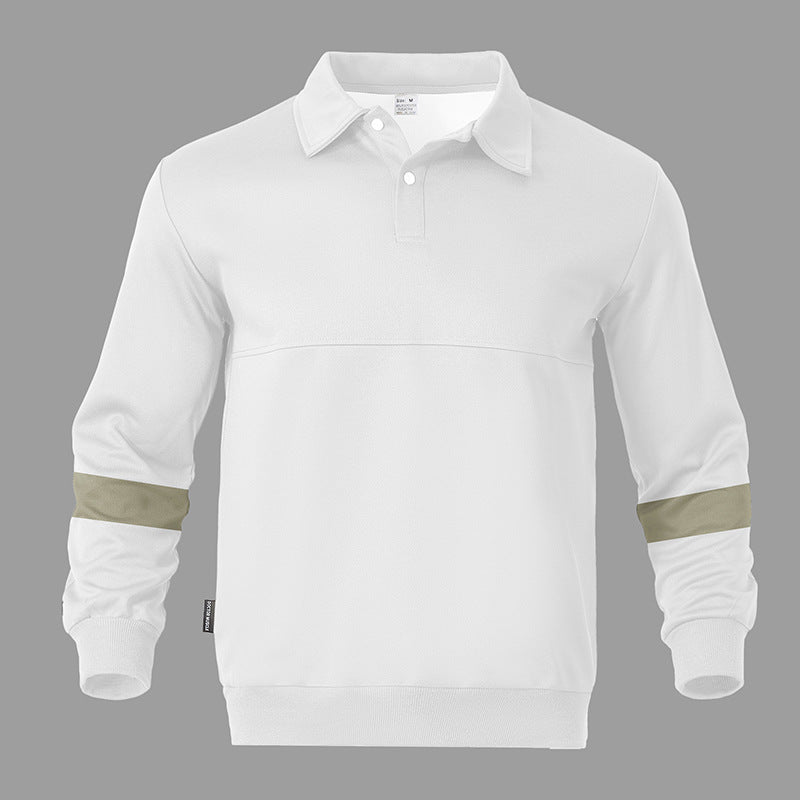 Herren Relaxed Polo-Sweatshirt mit Druckknopf-Blende und Kontrastarmdetails Echoarchiv