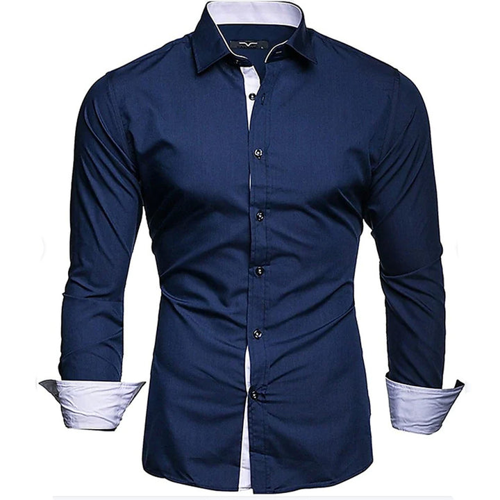 Herren elegantes Langarmhemd mit kontrastierenden Manschetten Echoarchiv