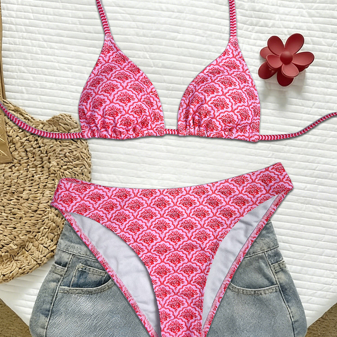 Damen Triangel-Bikini mit animalischem Muster und verstellbaren Trägern Echo Archiv