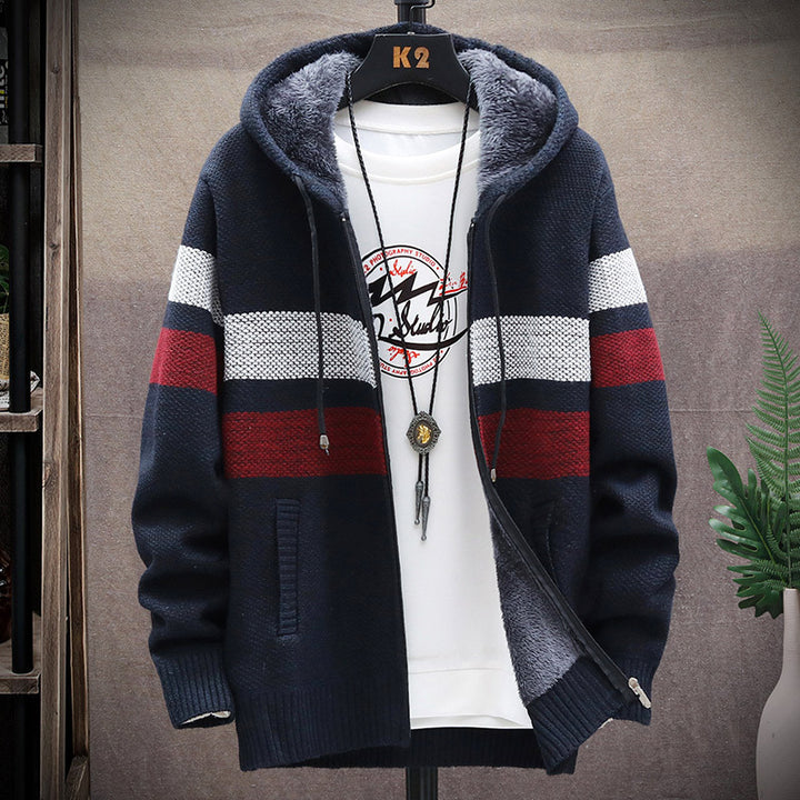 Herren Fleece-Hoodie mit hohem Kragen und Struktur Echoarchiv
