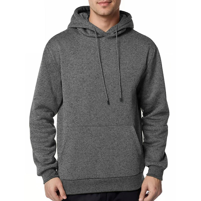 Herren minimalistischer Kapuzenpullover mit weichem Fleece-Innenfutter und Kängurutasche – Cavarno