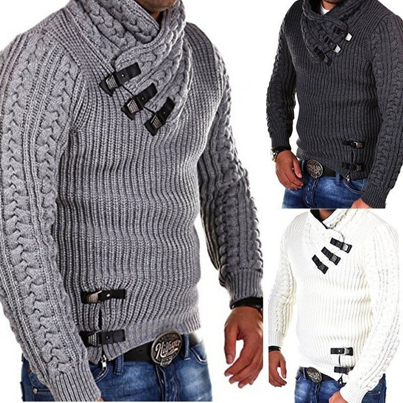 Herren stylischer Strickpullover mit asymmetrischem Kragen Echoarchiv