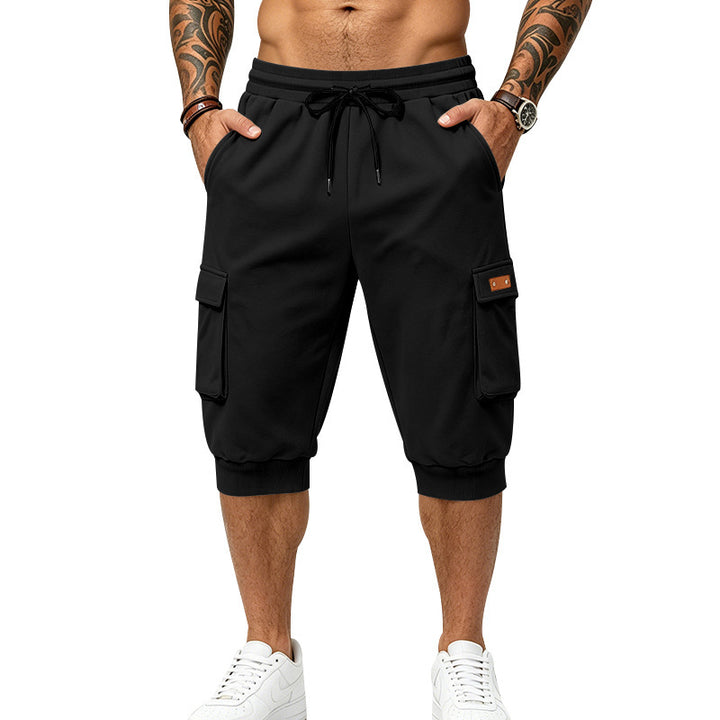 Herren Dreiviertel-Sweat-Cargo mit elastischem Bund, Kordelzug und Mehrfachtaschen Echoarchiv