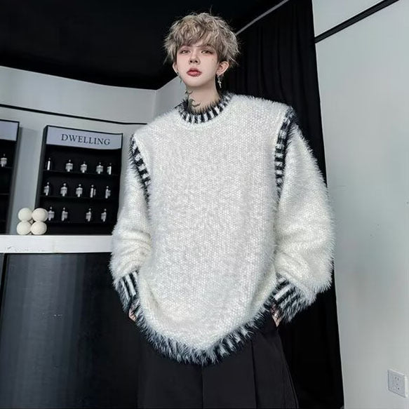 Herren Bequemer Grobstrickpullover mit Rundhalsausschnitt Echoarchiv