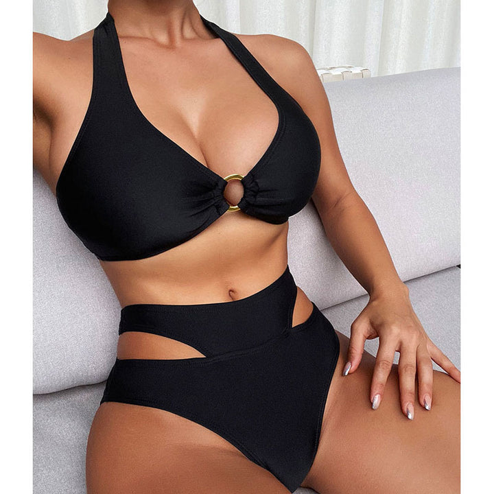 Damen Hochtaillierter Bikini mit Cut-Out-Details und elegantem Ring Echo Archiv