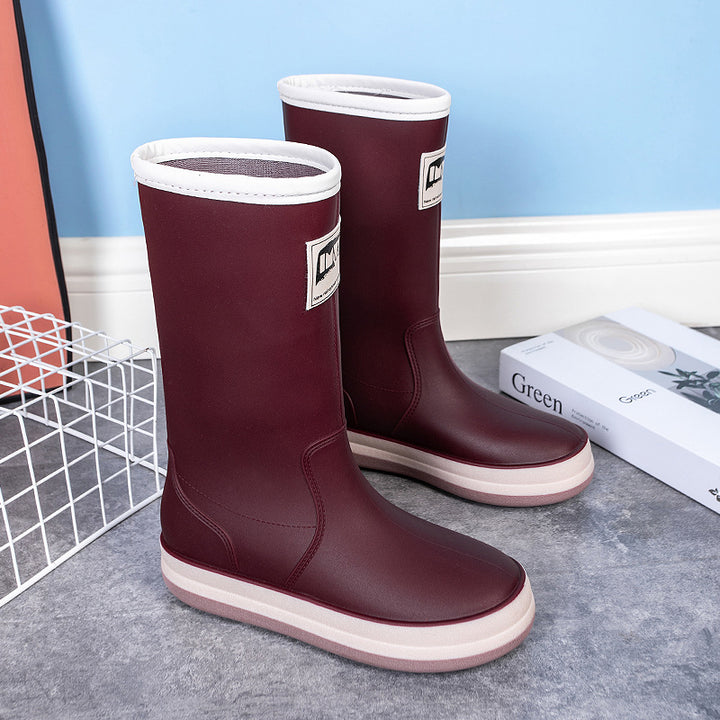Damen Mittelhohe Plateau-Regenstiefel mit wasserfester Vollgummi-Konstruktion Echoarhiv