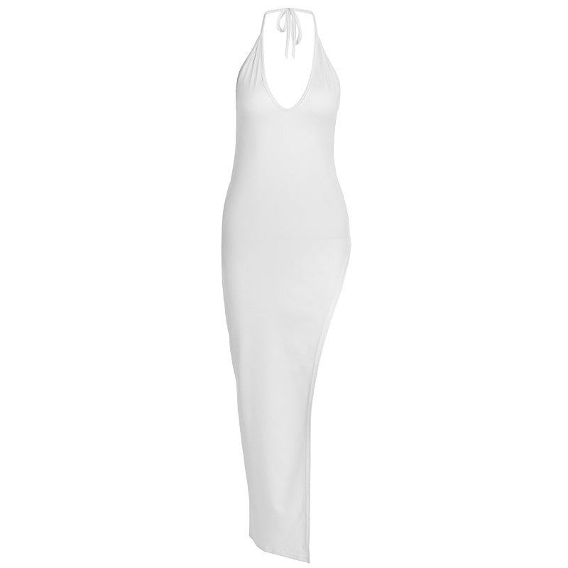Damen atemberaubendes Maxikleid mit raffiniertem V-Ausschnitt und hohem Schlitz Echo Archiv