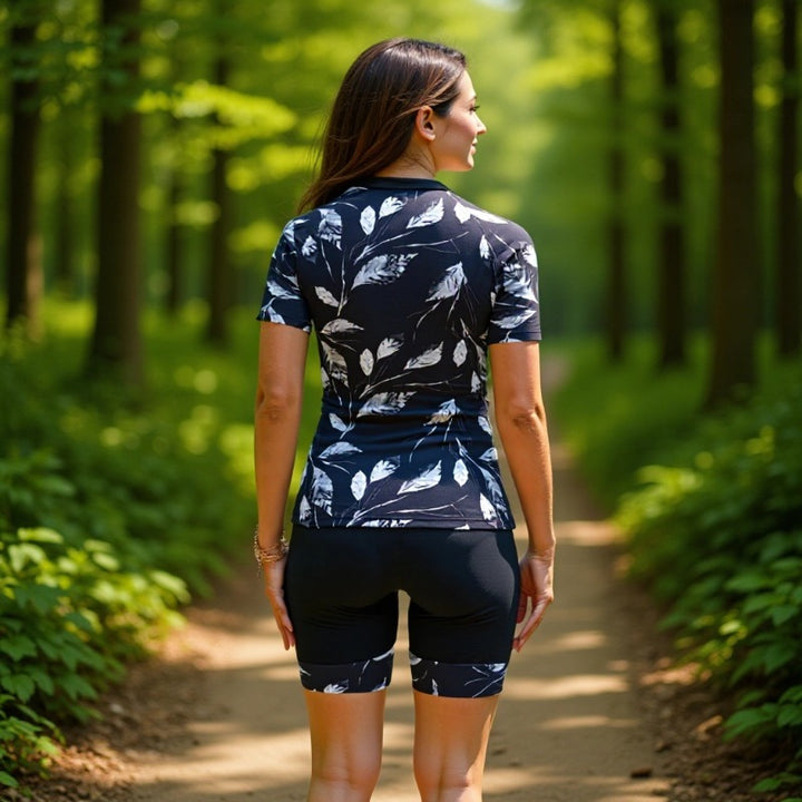 Damen Sportlicher Kurzarm Schwimmanzug mit floralem Muster Echo Archiv