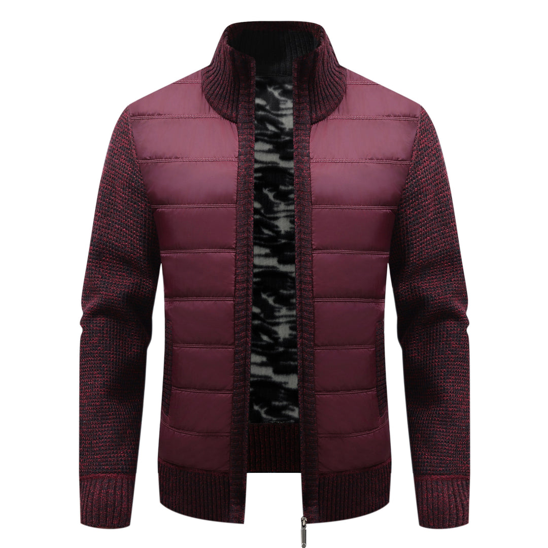 Herren Steppjacke mit hohem Kragen und eleganter Strickästhetik Echoarchiv