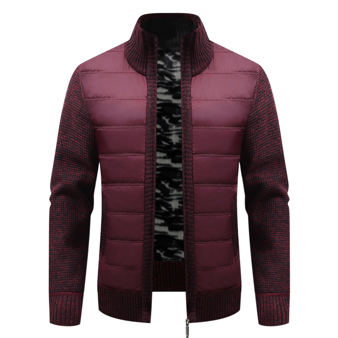 Herren Steppjacke mit hohem Kragen und eleganter Strickästhetik – Taviero