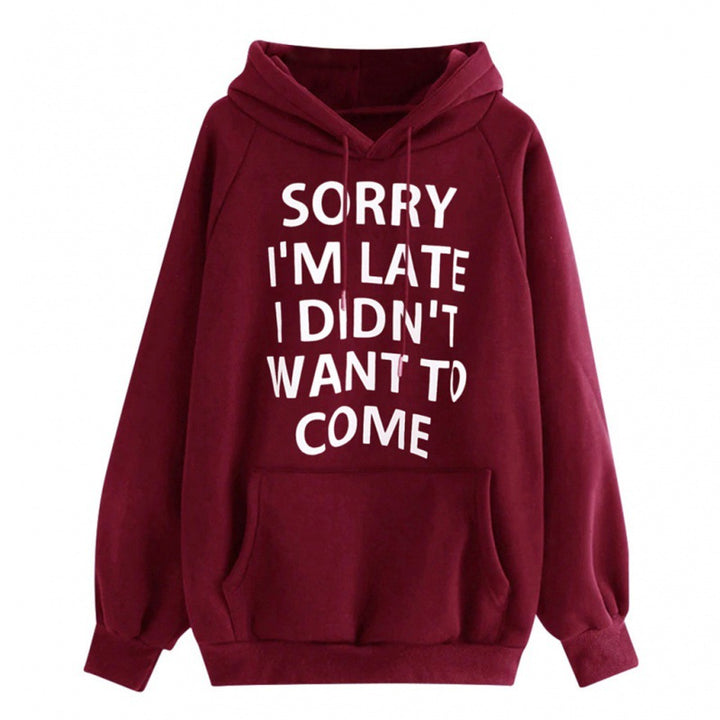 Damen Lockere Kapuzenpullover mit Statement-Print, Kängurutasche und Raglanärmeln – Auréline