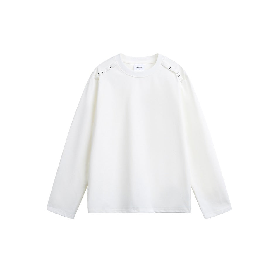 Unisex Langärmliges Oversize-T-Shirt mit Rundhals und dekorativem Schulterdetail Echoarchiv