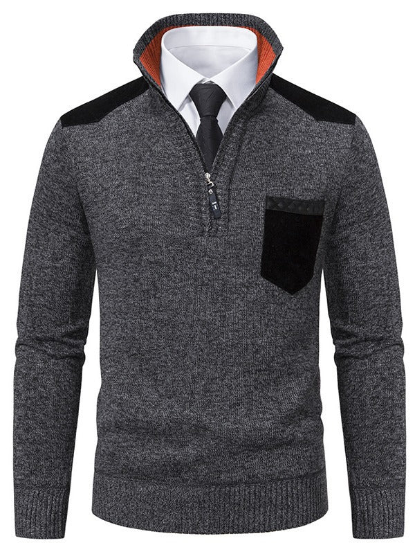 Herren modischer Pullover mit kurzem Reißverschluss und eleganten Details Echoarchiv