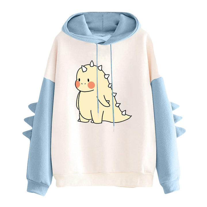 Damen Kapuzenpullover mit niedlichem Dinosaurier-Print und dreidimensionalen Ärmeldetails – Auréline