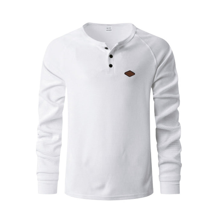 Herren Langarmshirt mit Knopfleiste und Struktur Echoarchiv