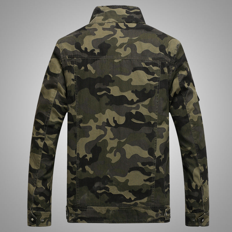 Herren Camouflage-Fieldjacke aus robustem Canvas mit Epauletten, Mehrfach‑Taschen und Stehkragen Echoarchiv
