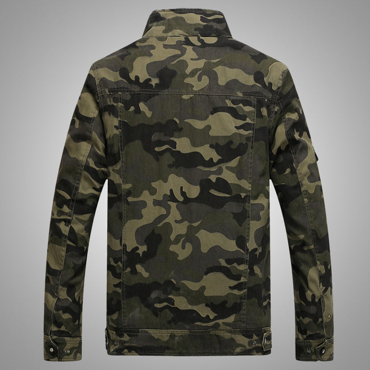Herren Camouflage-Fieldjacke aus robustem Canvas mit Epauletten, Mehrfach‑Taschen und Stehkragen Echoarchiv