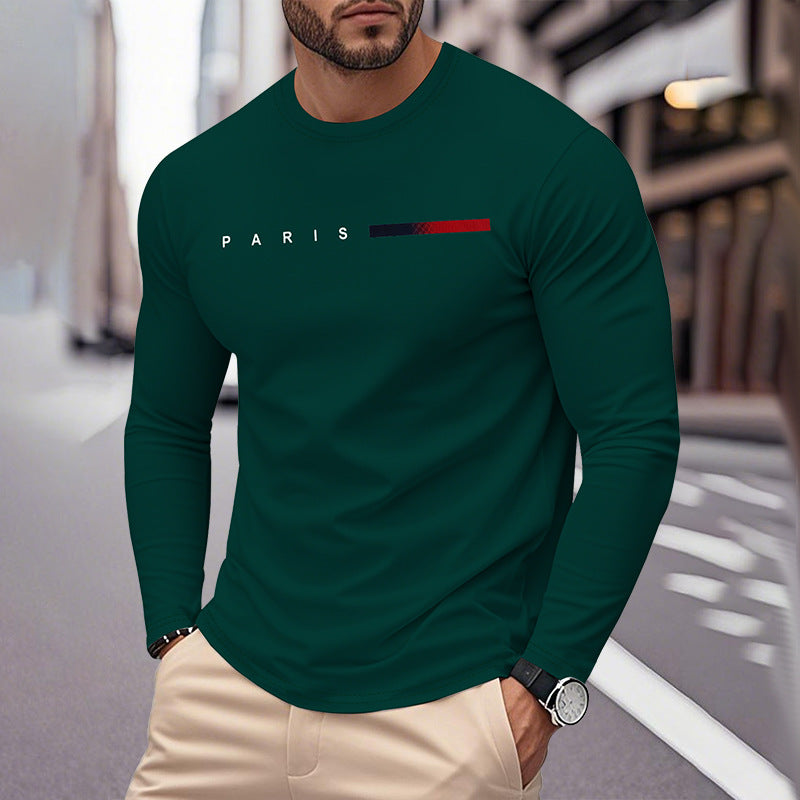 Herren Langarm T-Shirt mit modernem Paris-Druck und elastischem Saum Echoarchiv