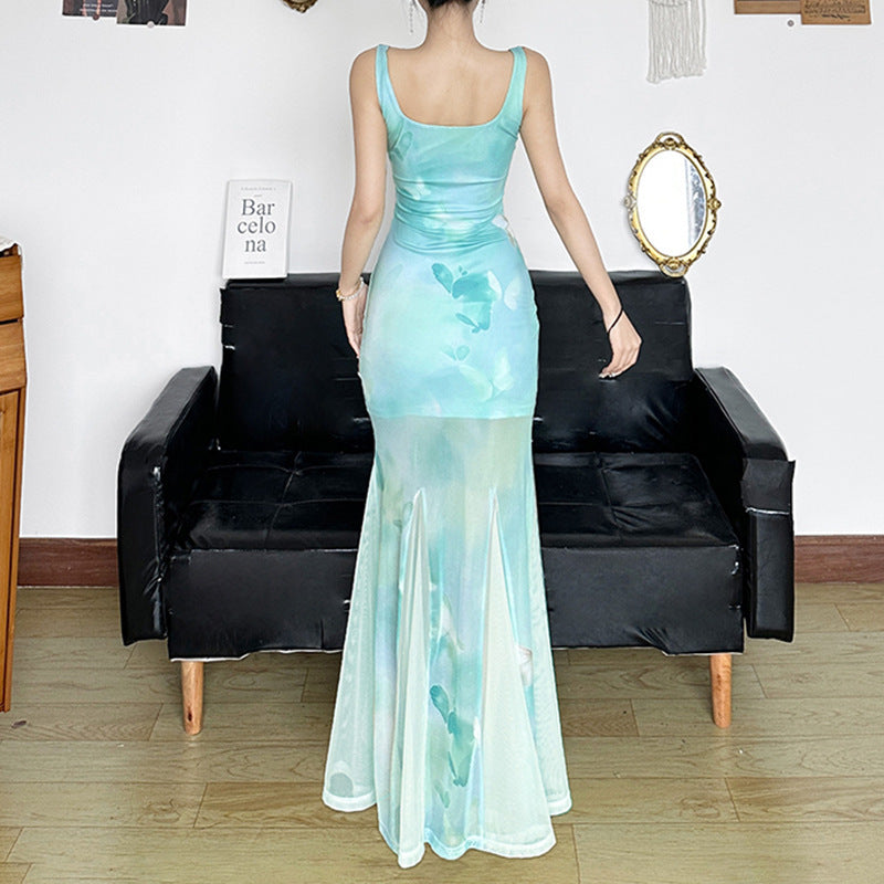 Damen Maxikleid mit transparenten Schichten und floralem Muster Echo Archiv