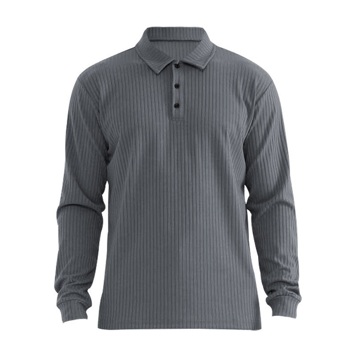 Herren Langarm-Polo mit feiner Rippstruktur Echoarchiv