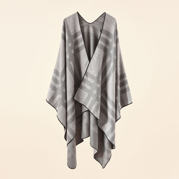 Damen Feiner Jacquard-Kimono-Umhang mit kontrastierter Kettelkante Echo Archiv