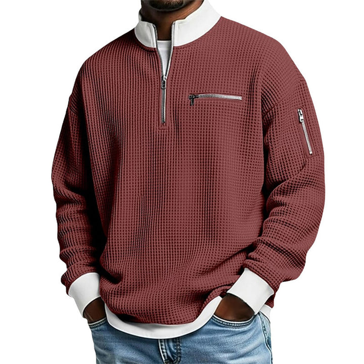 Herren Sportlicher Quarter-Zip Pullover mit strukturiertem Muster Echoarchiv