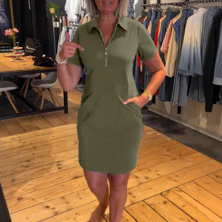 Damen nan legeres Polokleid aus Jersey mit Halbfrontreißverschluss und Eingrifftaschen Echo Archiv