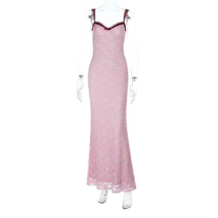 Damen Elegantes Spitzenmaxikleid mit feinem Trägerdesign Echo Archiv