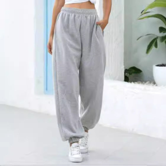 Damen nan weite High-Waist Jogginghose aus weichem Fleece mit elastischem Bund, Eingrifftaschen und engen Saumbündchen Echo Archiv