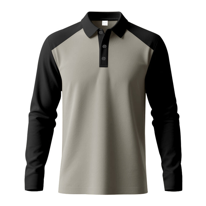 Herren sportliches Langarm-Polohemd mit innovativen Kontrastärmeln und atmungsaktiver Technologie Echoarchiv