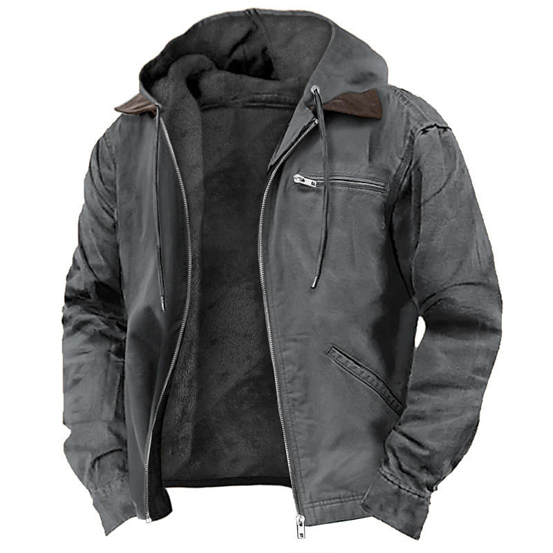 Herren Gefütterte Fieldjacke mit Kapuze und Sherpa-Futter – Taviero