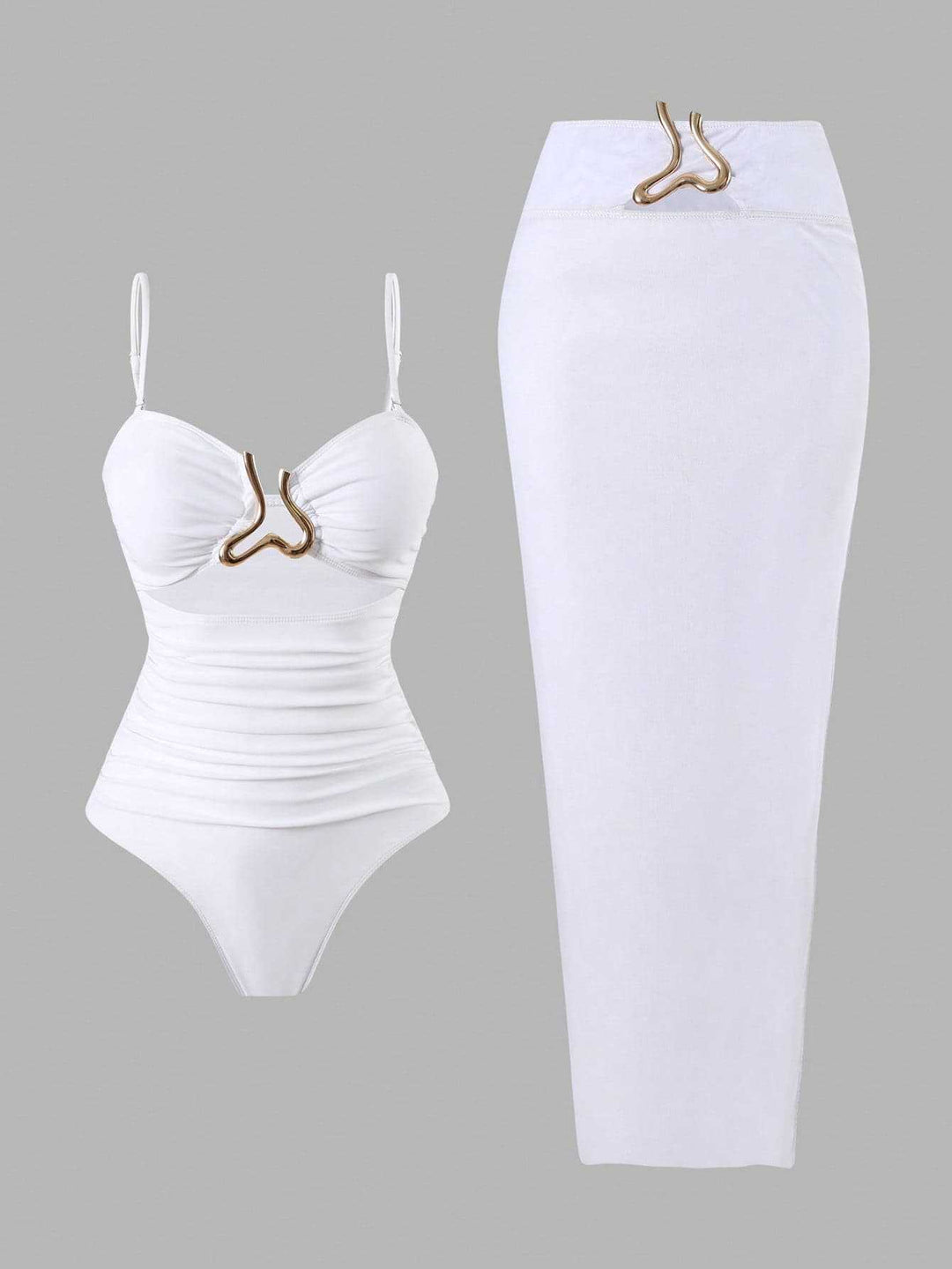 Damen Eleganter Badeanzug mit schickem Wrap-Rock Echo Archiv