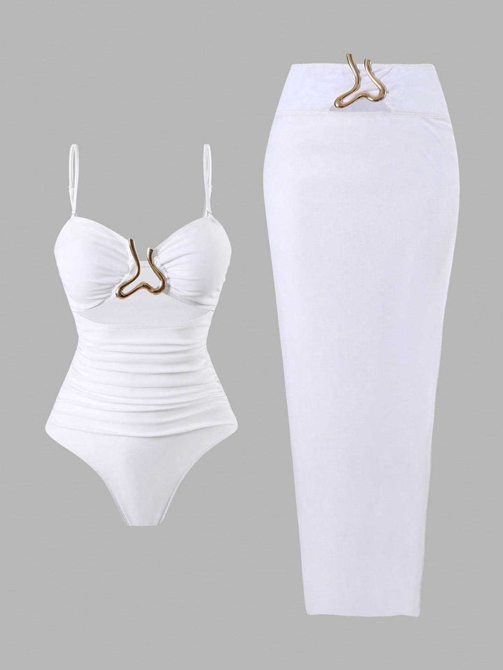 Damen Eleganter Badeanzug mit schickem Wrap-Rock Echo Archiv